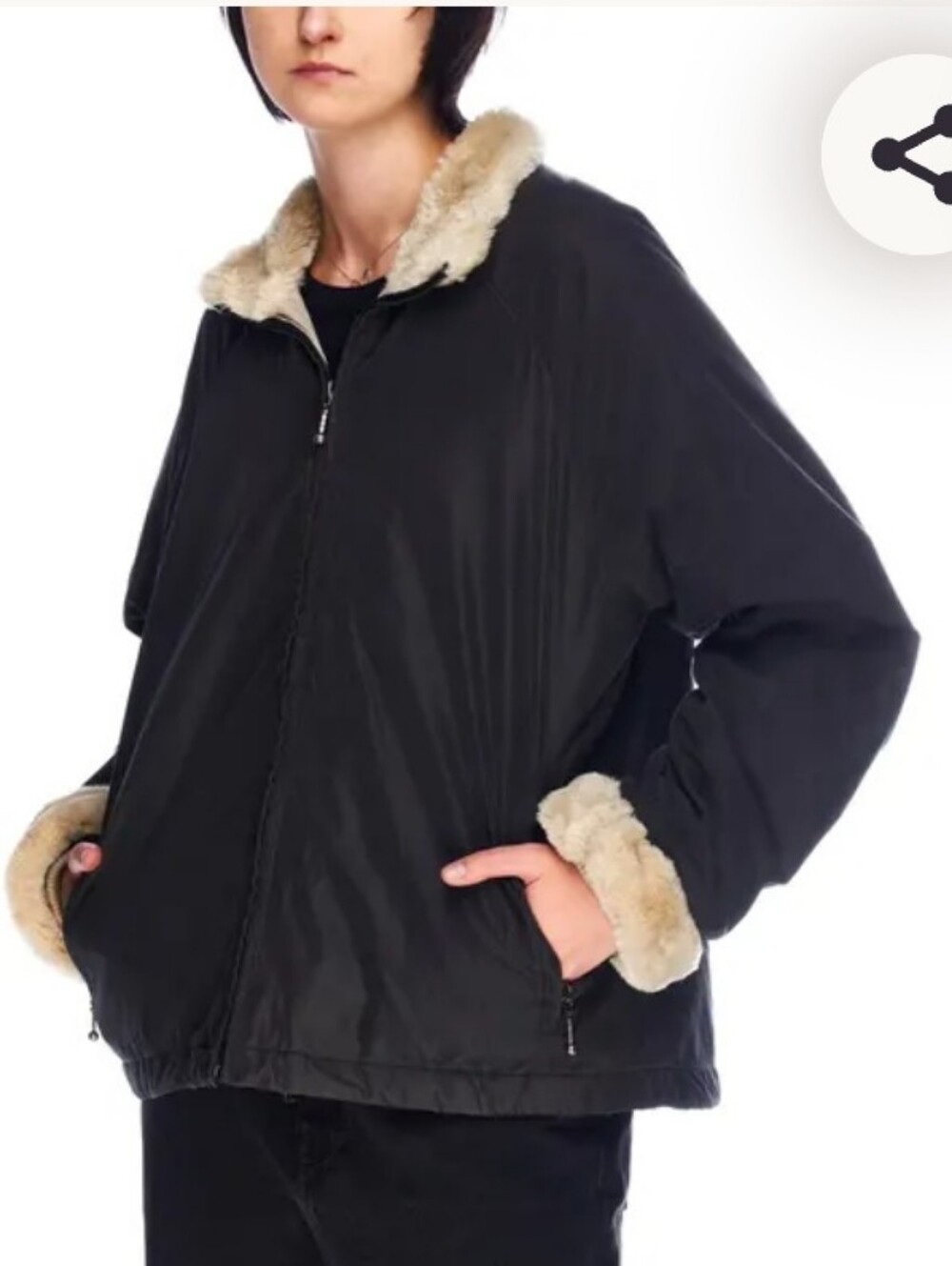 Vintage '90S Woolrich Black Nylon Women's Bomber Jacket XL